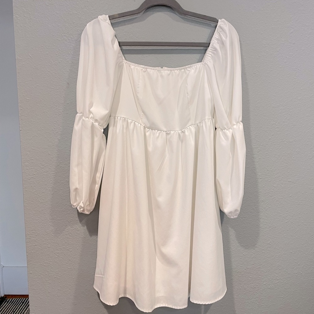 White mini dress long sleeve